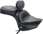 Mustang Wide Touring Seat with Driver Backrest For Kawasaki VN 900 2006-2016 - Black