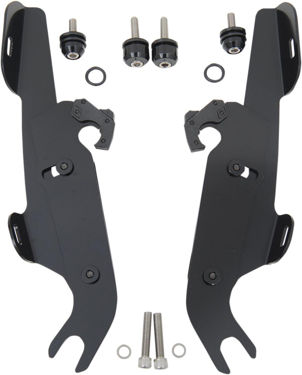 Memphis Shades Fats Slim Windshield Trigger Lock Complete Mount Kit For Harley Davidson FLS 1690 2012-2016 - Black