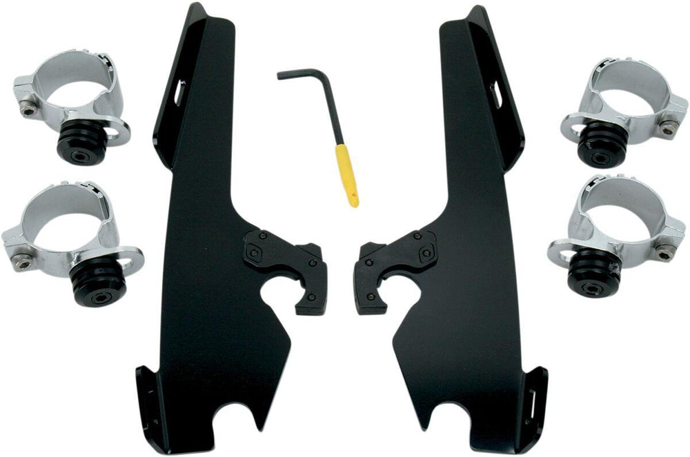Memphis Shades Fats Slim Windshield Trigger Lock Complete Mount Kit For Harley Davidson FLS 1690 2012-2016 - Black