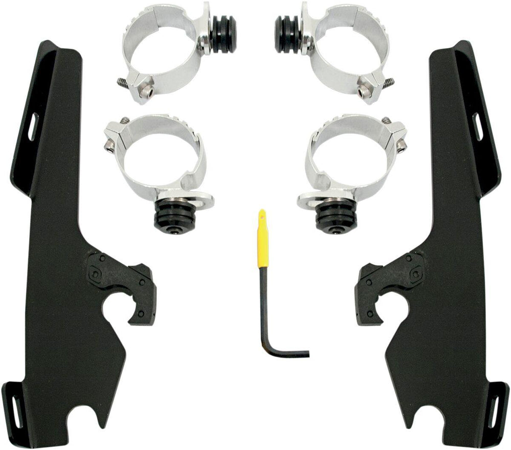 Memphis Shades Fats Slim Windshield Trigger Lock Complete Mount Kit For Harley Davidson FXDF 1584 2008-2011 - Black