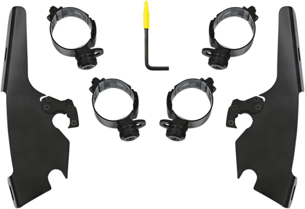 Memphis Shades Fats Slim Windshield Trigger Lock Complete Mount Kit For Harley Davidson FLSB 1750 2018-2024 - Black