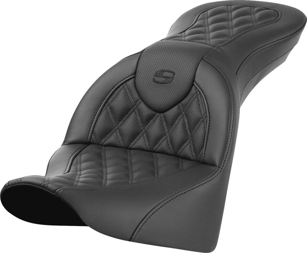 Saddlemen Roadsofa Standard Reach Lattice Stitched Seat For Harley Davidson FLDE 1750 2018-2020 - Black