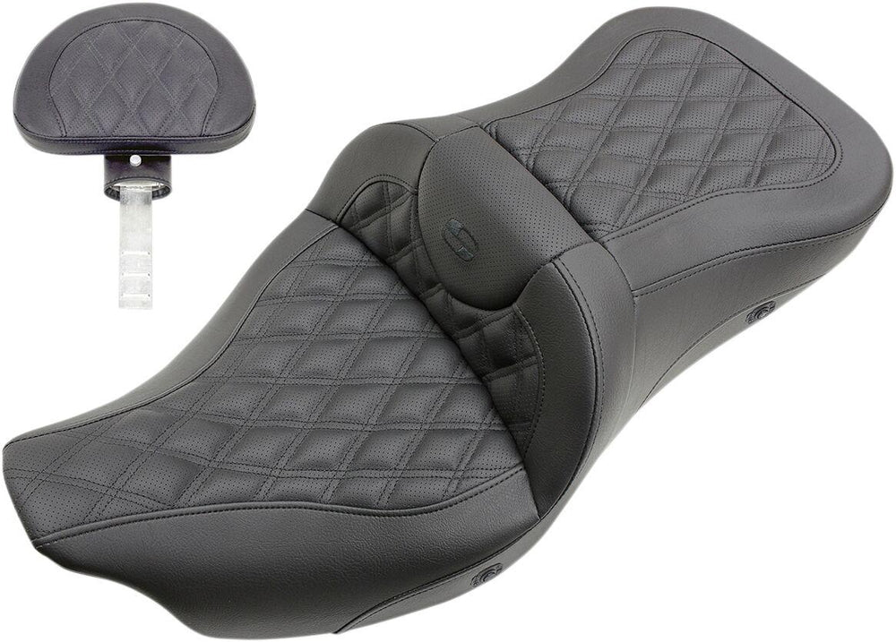 Saddlemen Heated Roadsofa Lattice Stitched Seat For Harley Davidson FLHR 1584 2008 - Black