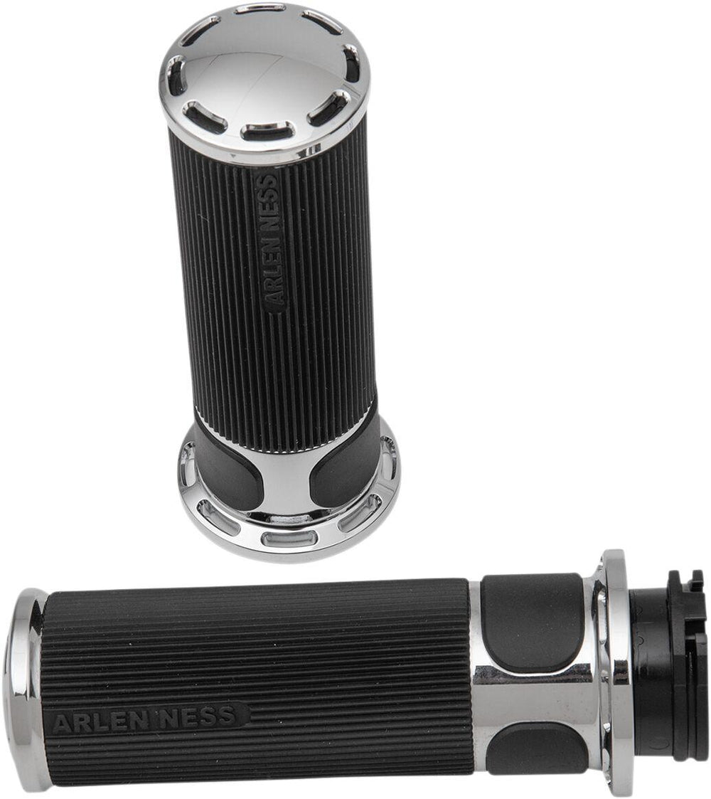 Arlen Ness Fusion Slot Track Grips For Harley Davidson FL 1200 1976-1977 - Black Chrome