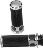 Arlen Ness Fusion Slot Track Grips For Harley Davidson FL 1200 1976-1977 - Black Chrome