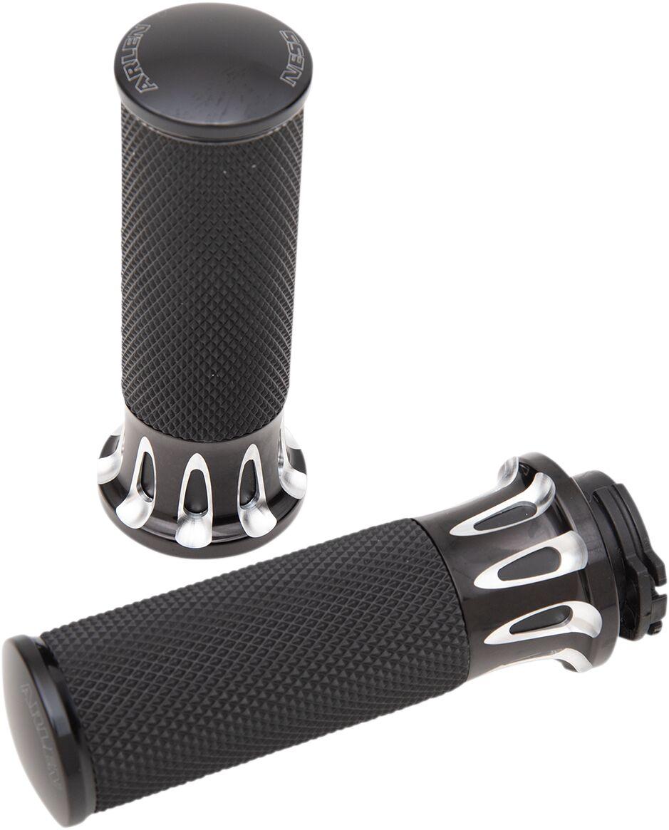 Arlen Ness Fusion Deep Cut Grips For Harley Davidson FL 1200 1976-1977 - Black