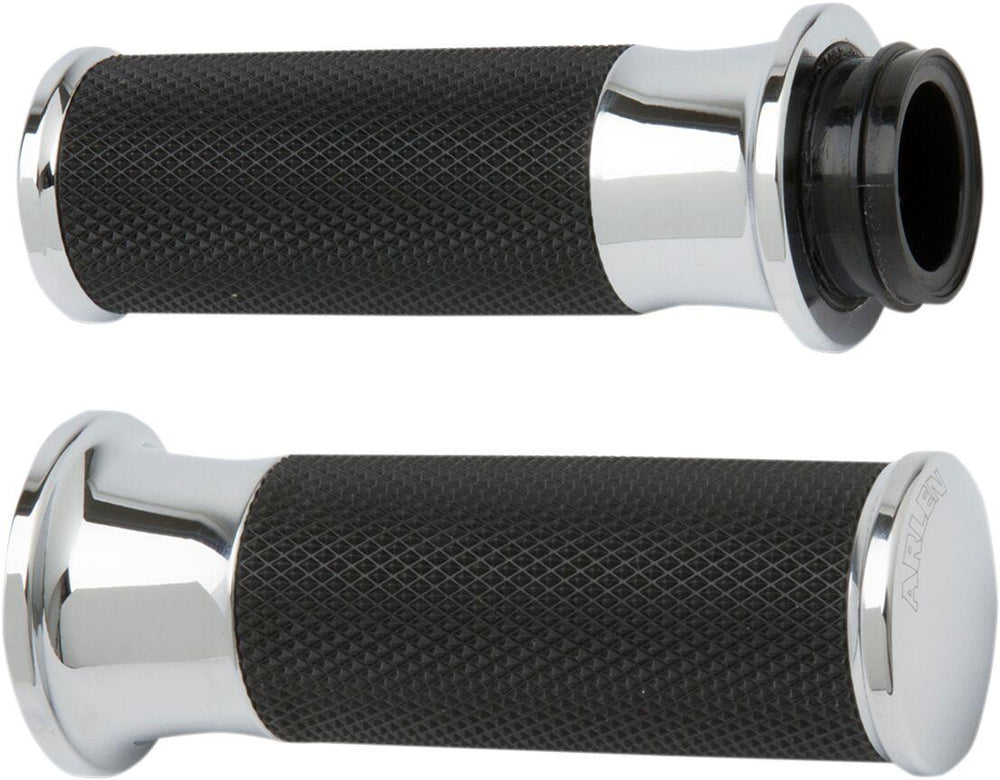 Arlen Ness Fusion Smooth Grips For Harley Davidson FLDE 1750 2018-2020 - Black Chrome
