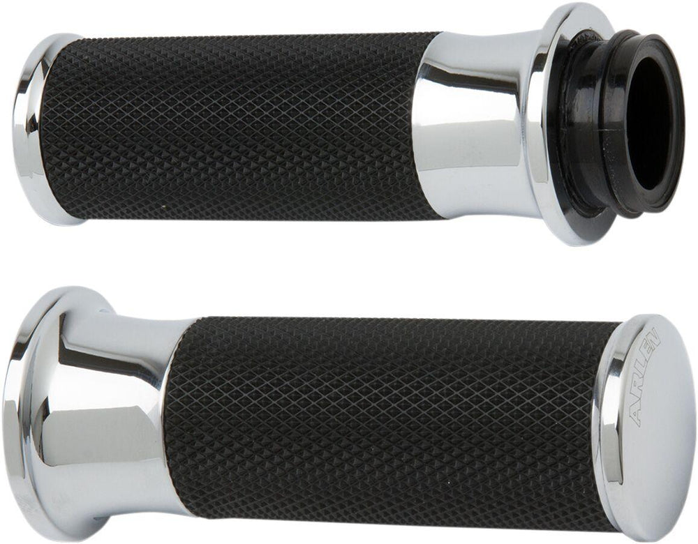 Arlen Ness Fusion Smooth Grips For Harley Davidson FL 1200 1976-1977 - Black Chrome