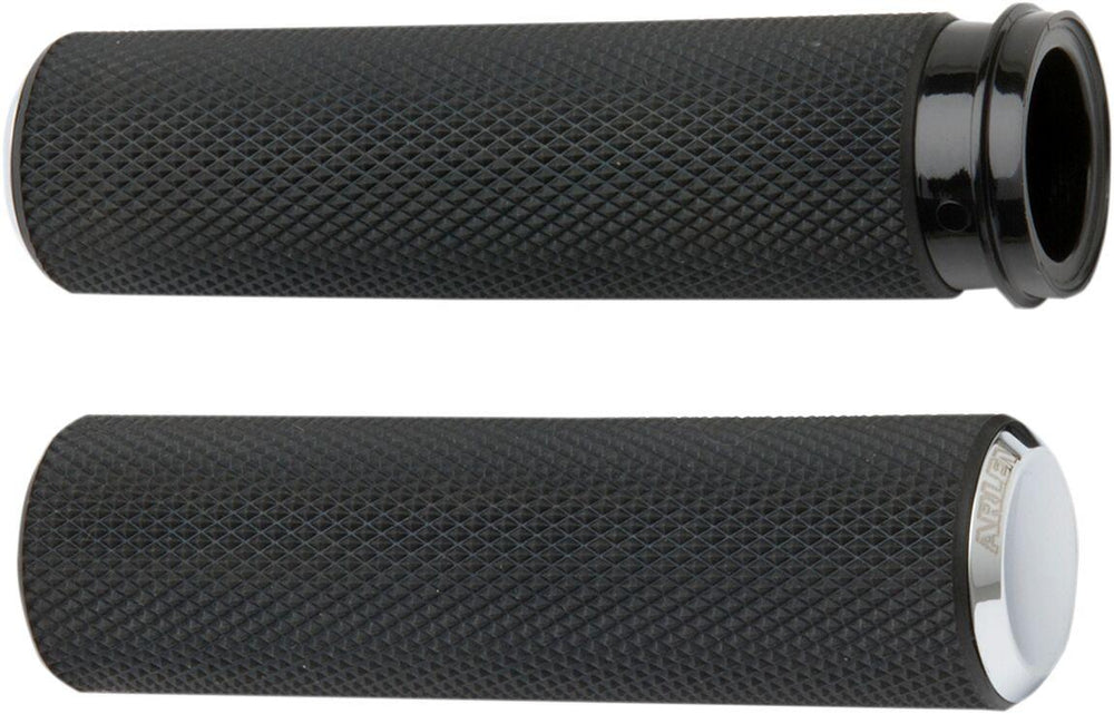 Arlen Ness Knurled Grips For Harley Davidson FLDE 1750 2018-2020 - Black Chrome