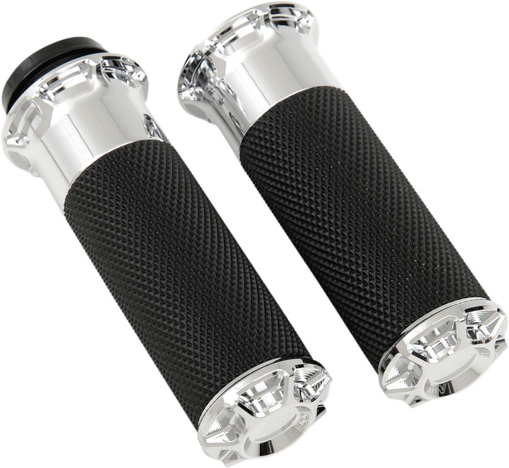 Arlen Ness Fusion Beveled Grips For Harley Davidson FLDE 1750 2018-2020 - Black Chrome
