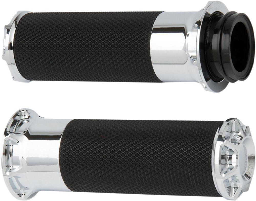 Arlen Ness Fusion Beveled Grips For Harley Davidson FL 1200 1976-1977 - Black Chrome