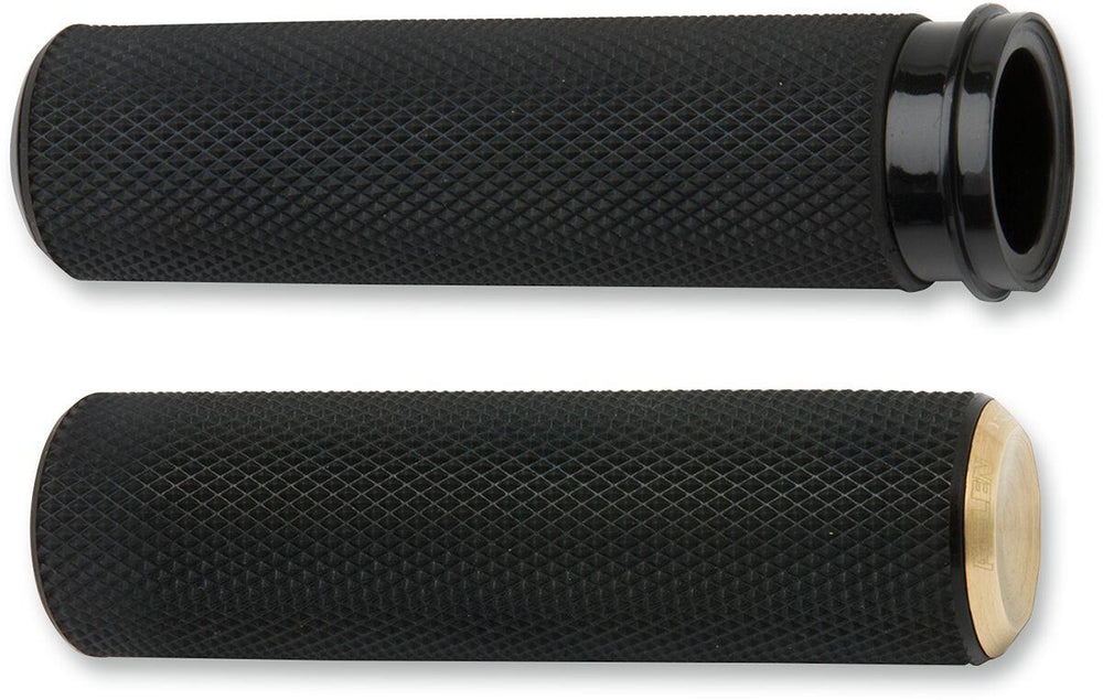 Arlen Ness Knurled Grips For Harley Davidson FL 1200 1976-1977 - Black Brass