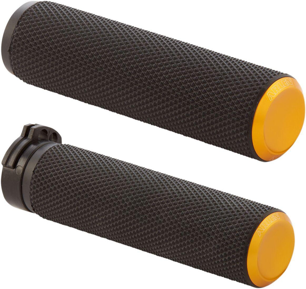 Arlen Ness Knurled Grips For Harley Davidson FL 1200 1976-1977 - Black Gold