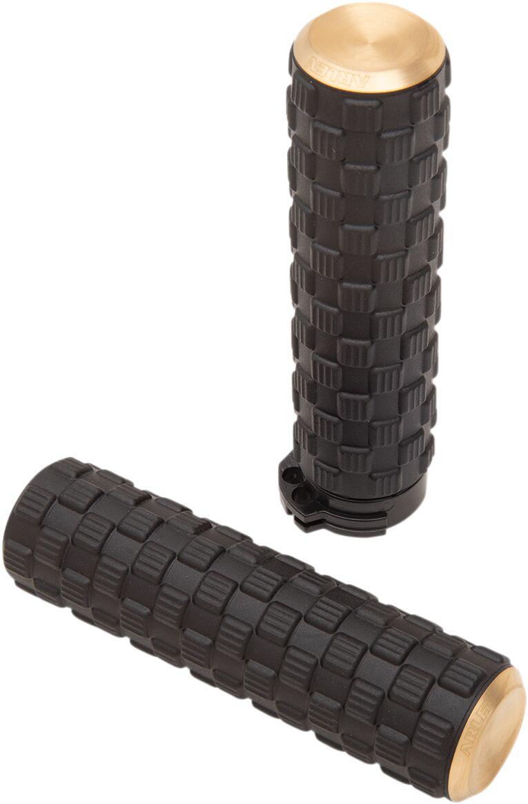Arlen Ness Air Trax Grips For Harley Davidson FL 1200 1976-1977 - Black Brass