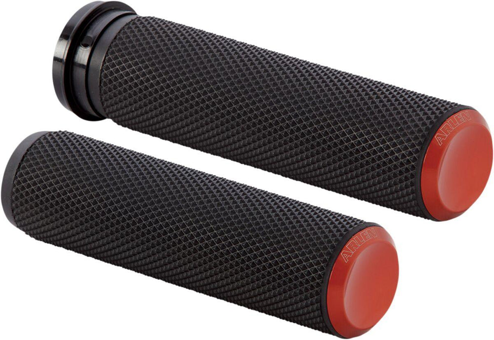 Arlen Ness Knurled Grips For Harley Davidson FL 1200 1976-1977 - Black Orange
