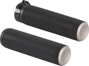 Arlen Ness Knurled Grips For Harley Davidson FL 1200 1976-1977 - Black Titanium