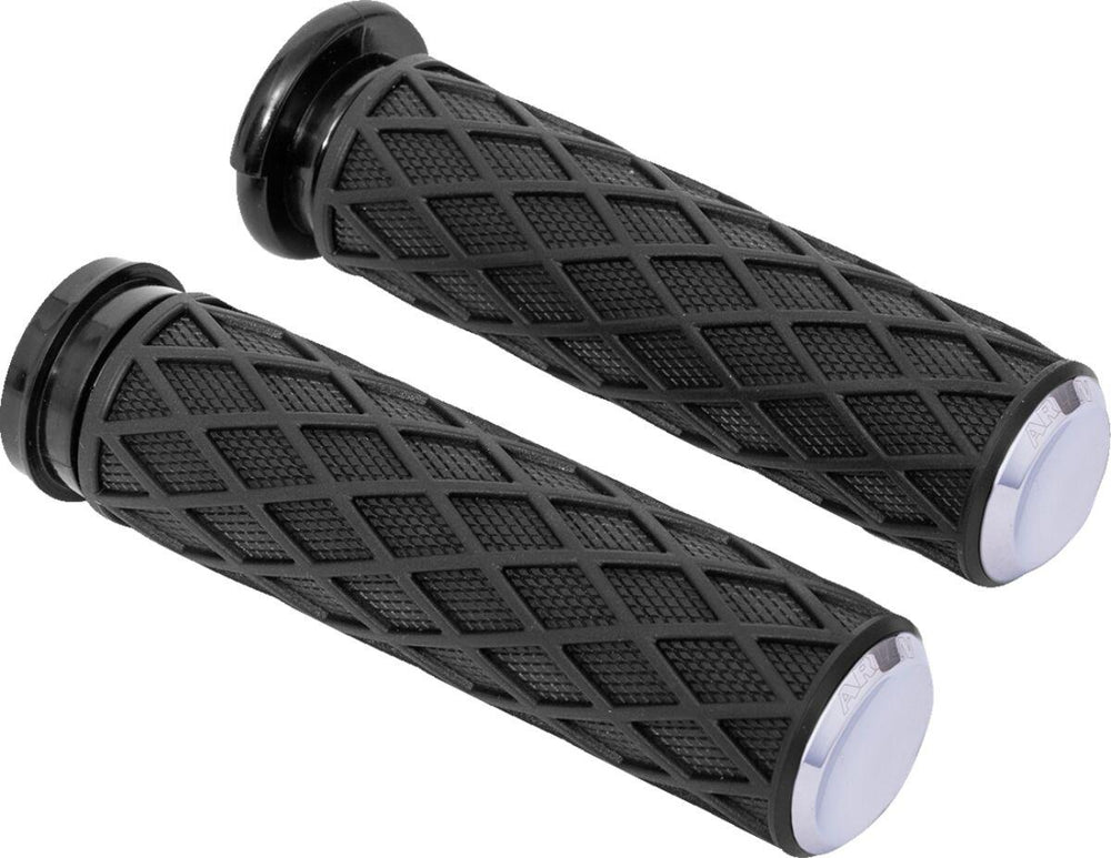 Arlen Ness Diamond Grips For Harley Davidson FLD 1690 2012-2013 - Black Chrome