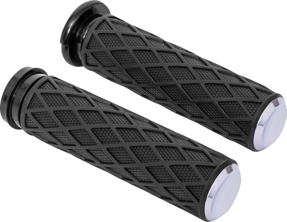 Arlen Ness Diamond Grips For Harley Davidson FLDE 1750 2018-2020 - Black Chrome
