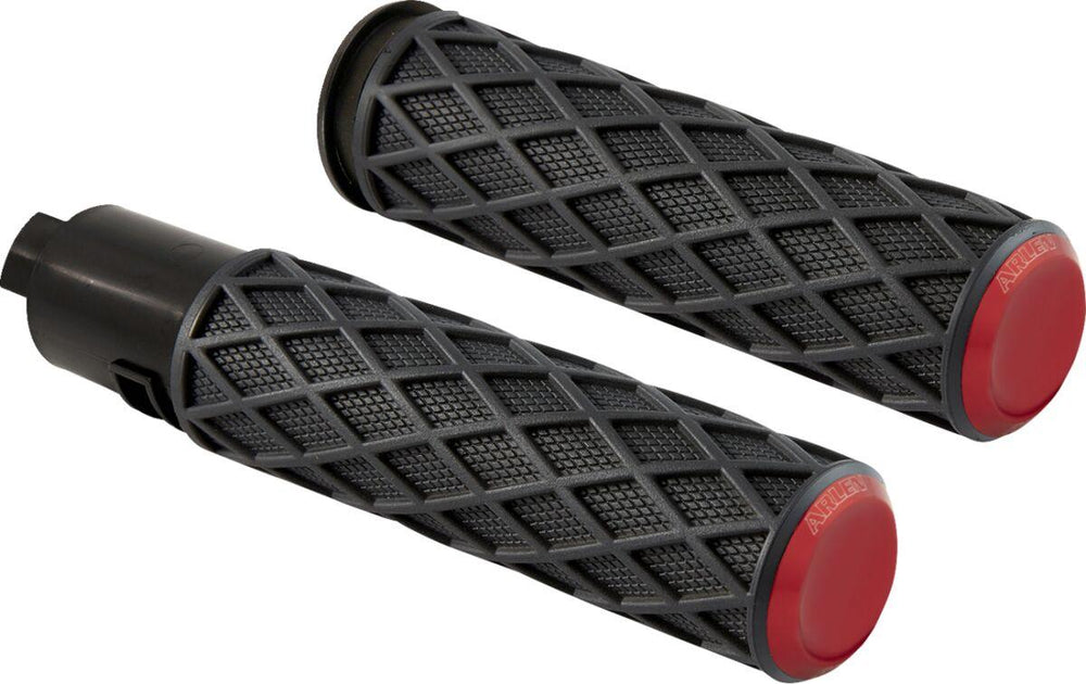 Arlen Ness Diamond Grips - Black Red