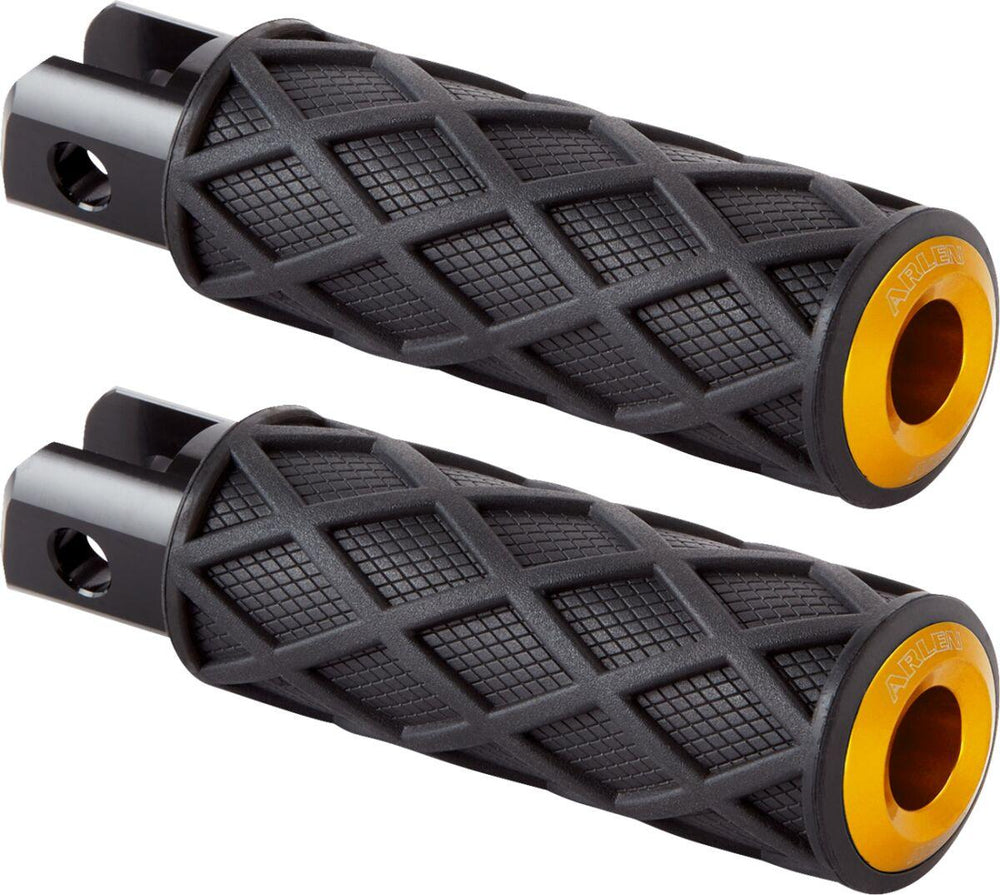 Arlen Ness Diamond Rider Foot Pegs For Harley Davidson FLSB 1750 2018-2024 - Black/Gold