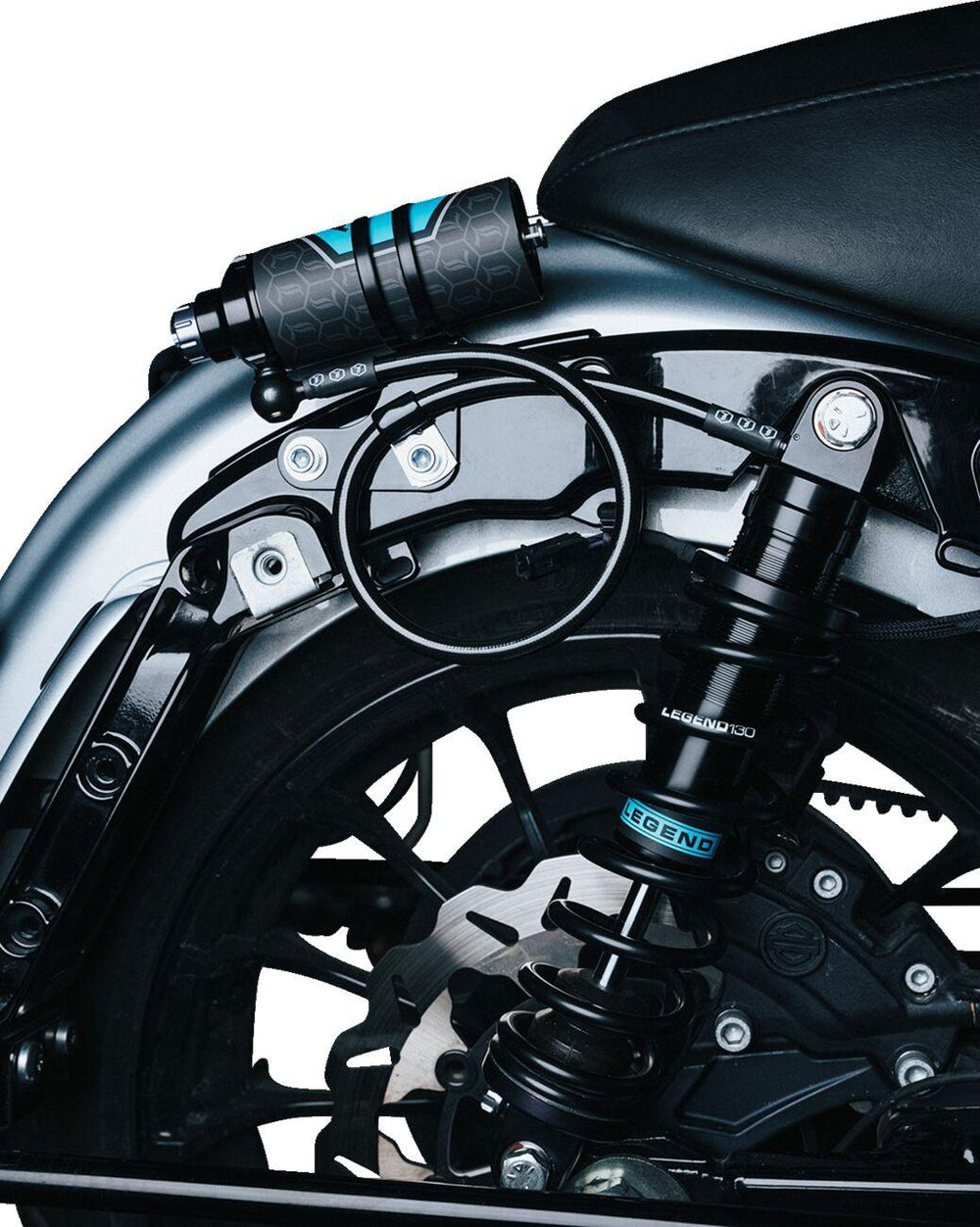 Legend Suspension REVO ARC Remote Reservoir External Mount For Harley Davidson FLHR 1690 - Black