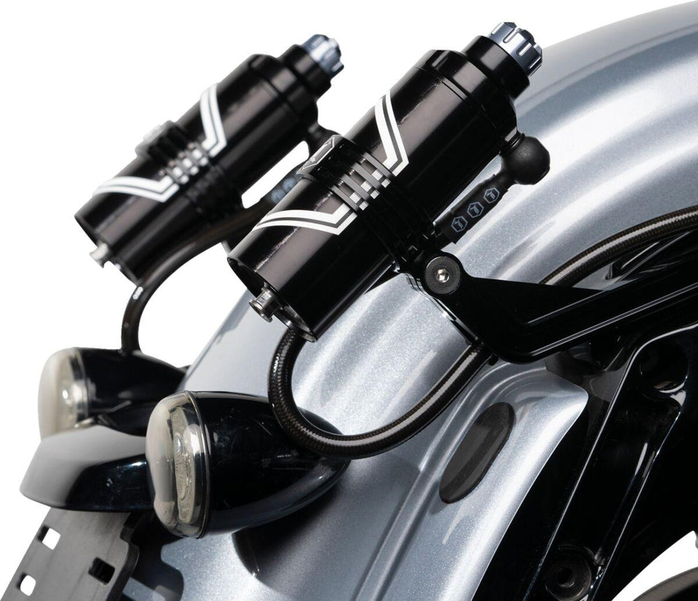 Legend Suspension REVO ARC Billet Remote Reservoir External Mounts For Harley Davidson FLH 1868 2021 - Black
