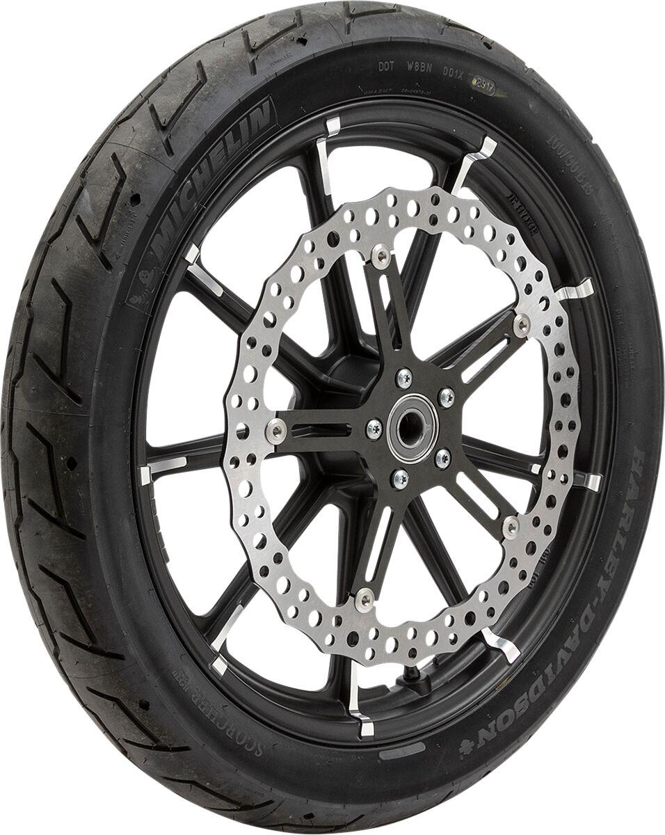 Arlen Ness Big Brake Jagged Floating Brake Disc Kit For Harley Davidson FLD 1690 2012-2013 - Black Silver