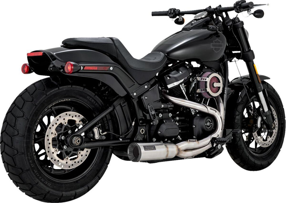 Vance & Hines 2 Into 1 Hi-Output Short Exhaust System For Harley Davidson FLDE 1750 2018-2020 - Brushed