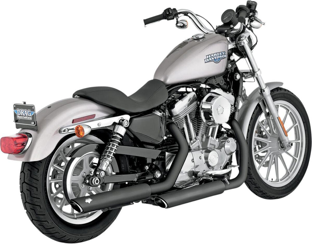 Vance & Hines 3" Round Twin Slash Silencers For Harley Davidson XL 1200 C 2004-2013 - Black
