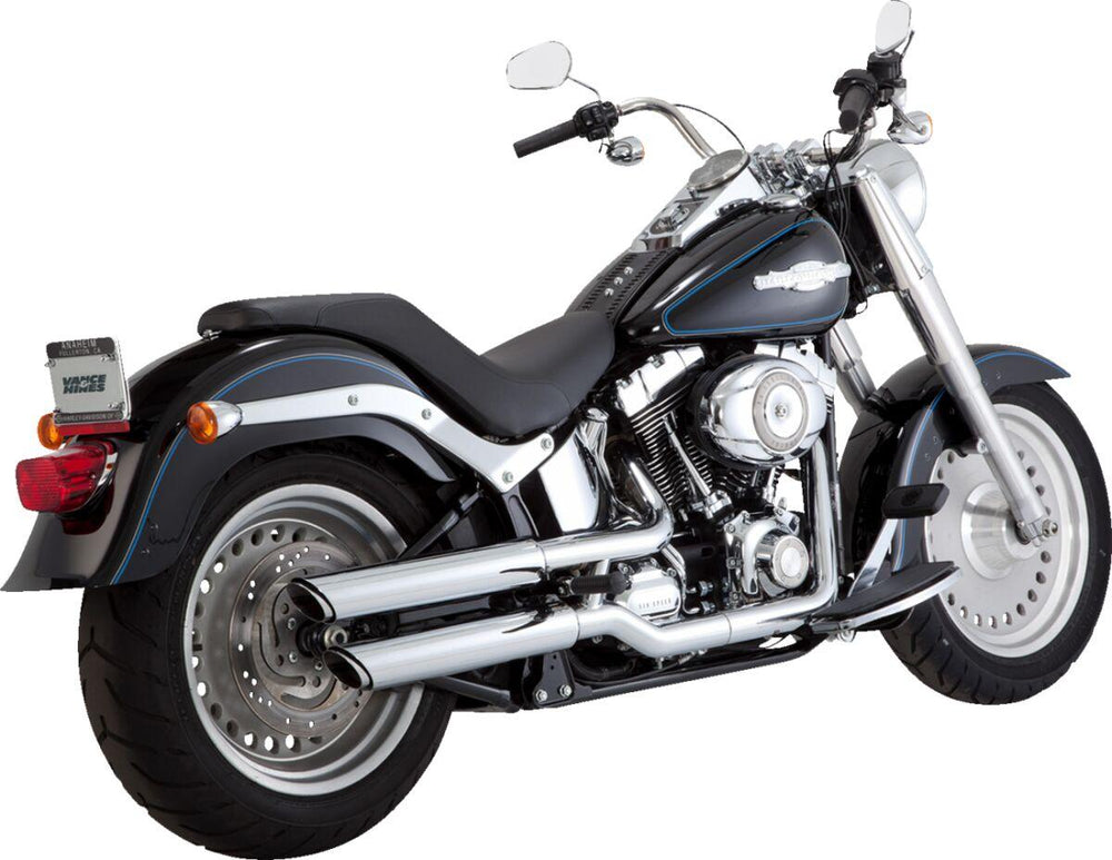Vance & Hines Twin Slash 3" Silencers For Harley Davidson FLSTF 1584 2007-2009 - Chrome
