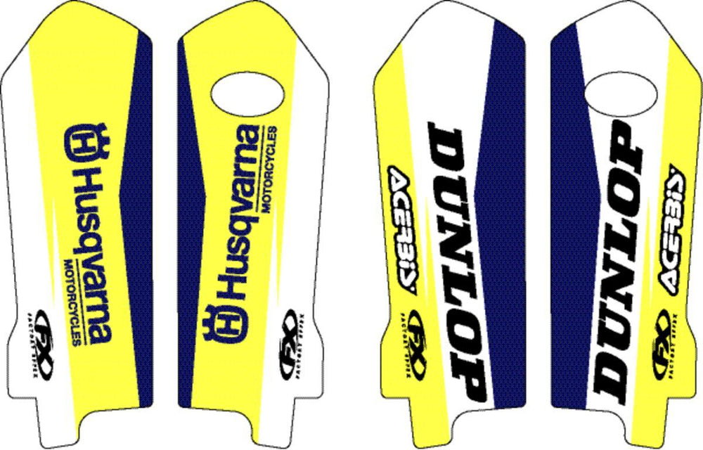 Factory Effex Lower Fork Guard Graphics For Husqvarna TE300 2014-2015 - Blue/White/Yellow