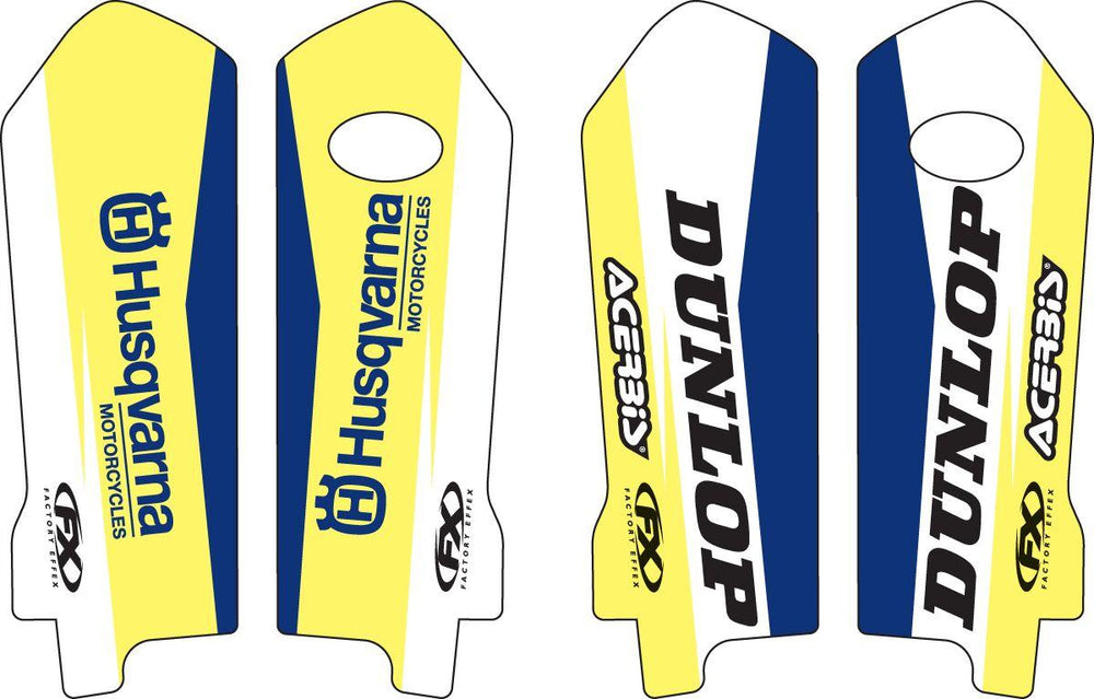 Factory Effex Lower Fork Guard Graphics For Husqvarna TE300 2014-2015 - Blue/White/Yellow