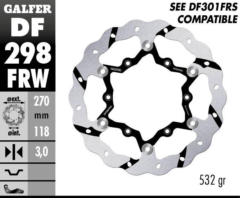Galfer Wave Floating Brake Disc For Yamaha WRF450 2016-2023 Black - Front