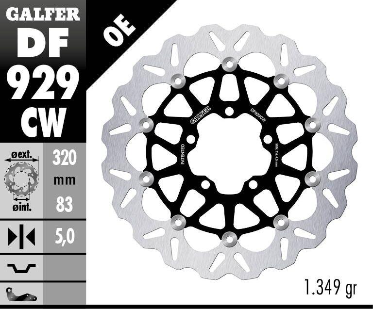 Galfer Wave Brake Disc For Triumph Rocket III 2500 GT 2020-2023 Front - Silver Black