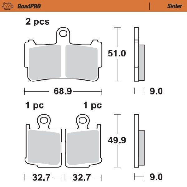 Moto Master RoadPRO Sinder Brake Pad Front For Honda VFR 1200 F 2010-2016