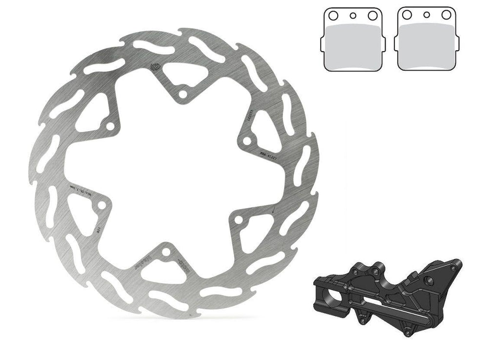 Moto Master 240mm Oversize Rear Brake Kit For Gas Gas EC 250 2021-2023 - Black Silver Stainless Steel