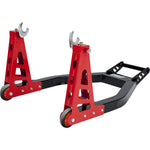 Black Pro Range Front Height Adjustable Head Stand & Heavy Duty Aluminium Rear Paddock Stand (B5065 & B5066)