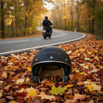 Black Classic Open Face Motorcycle Helmet