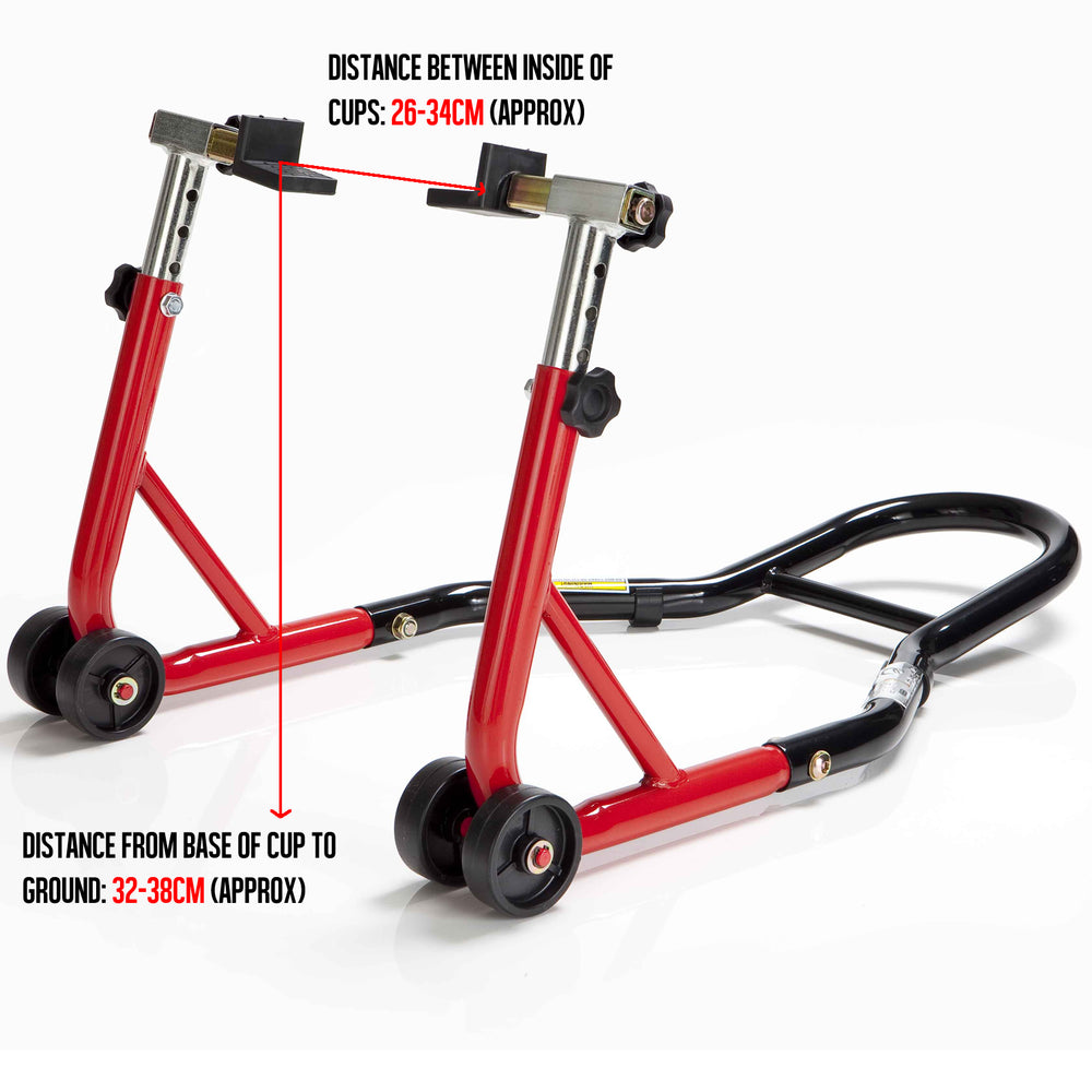 Black Pro Range Wheel Chock & Rear Paddock Stand (with Rubber Cup)