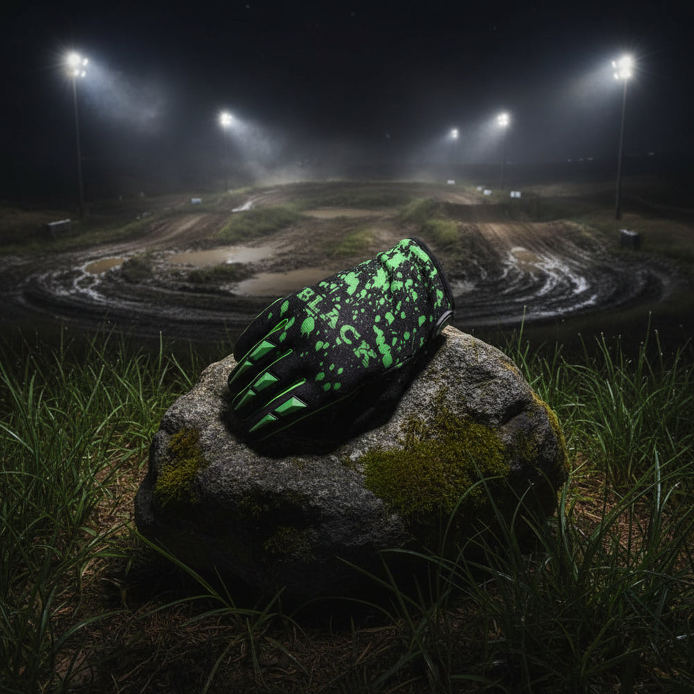 Black Splat Motocross Gloves