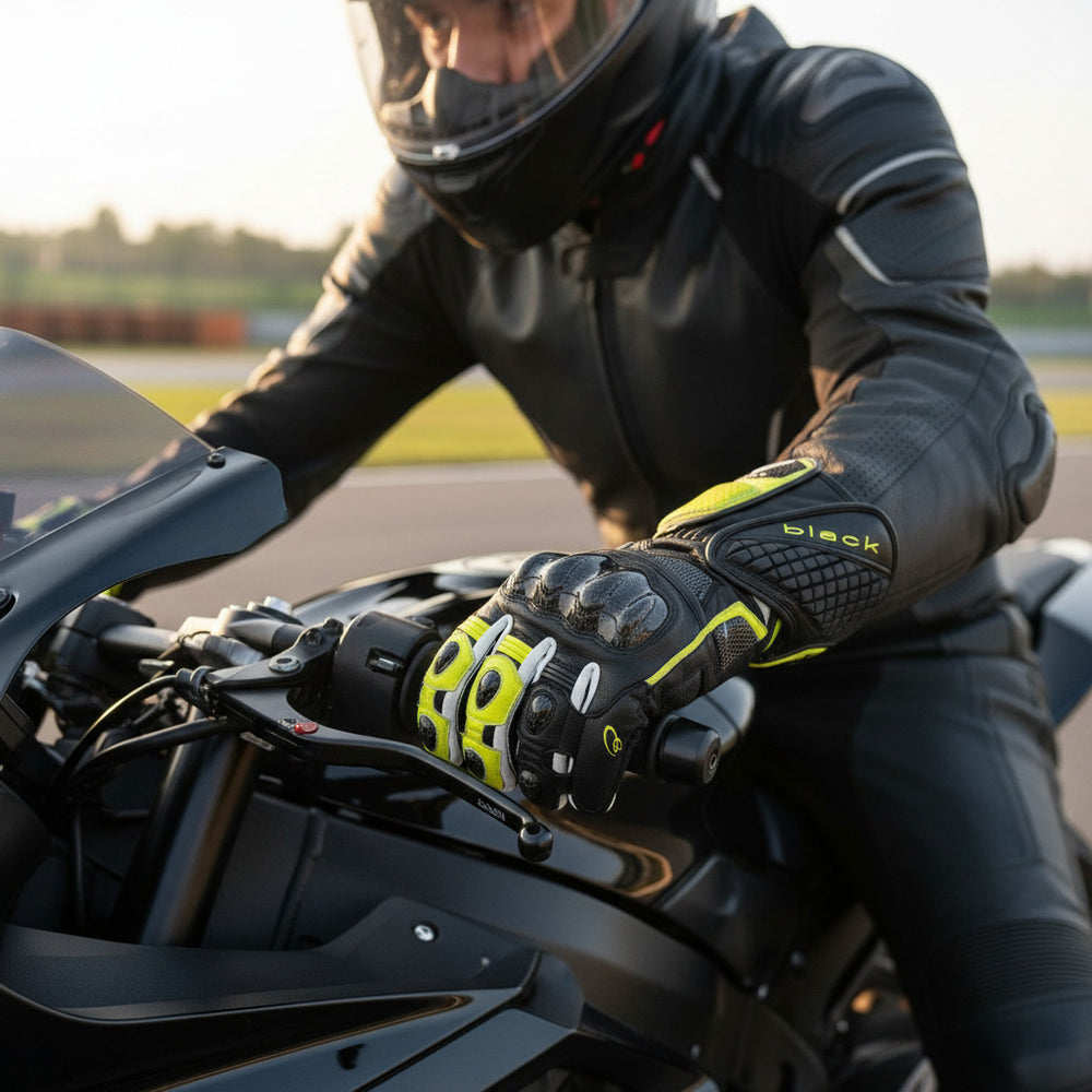 Black Raptor 390 Leather Motorcycle Gloves