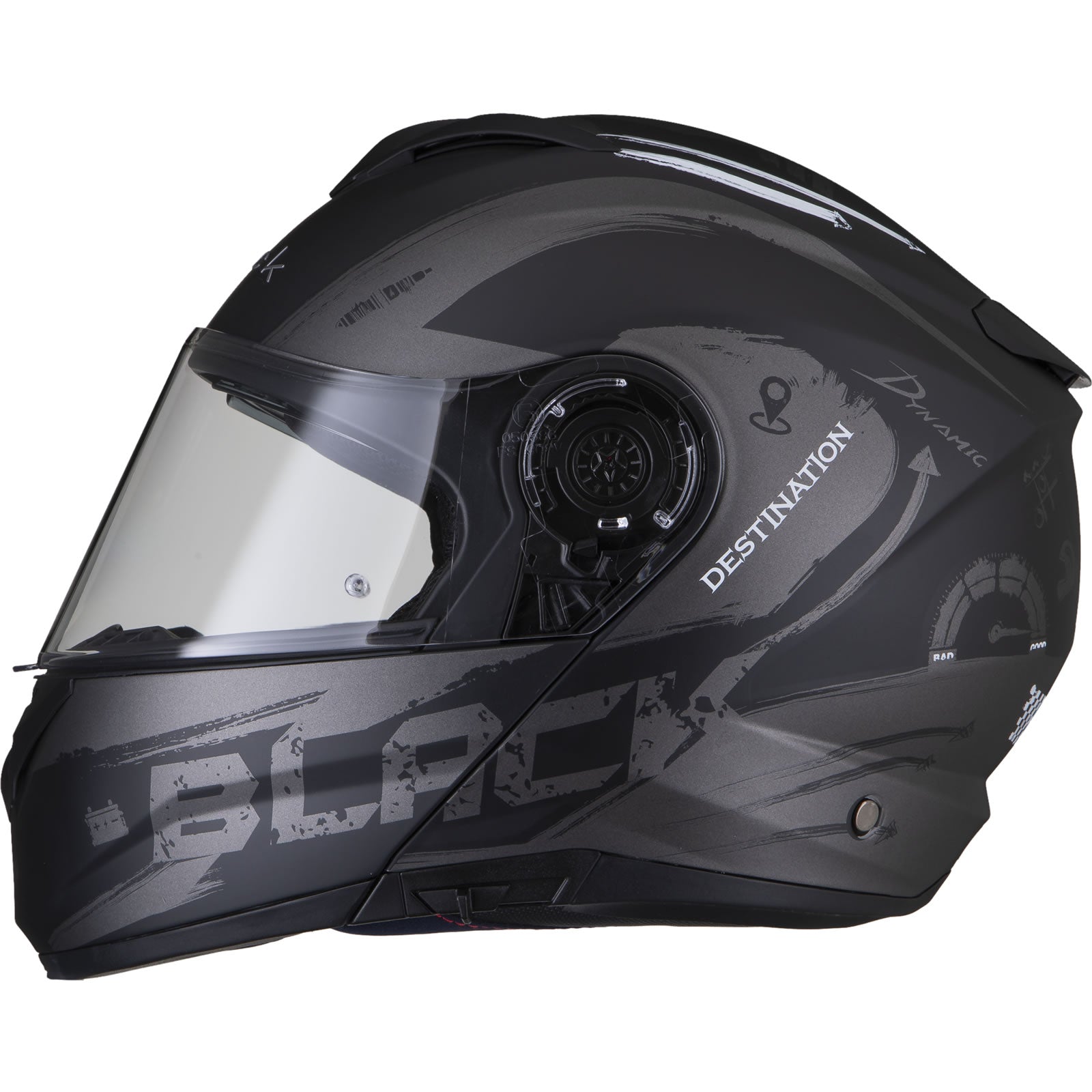 Black Optimus II Destination Flip Front Motorcycle Helmet & Visor