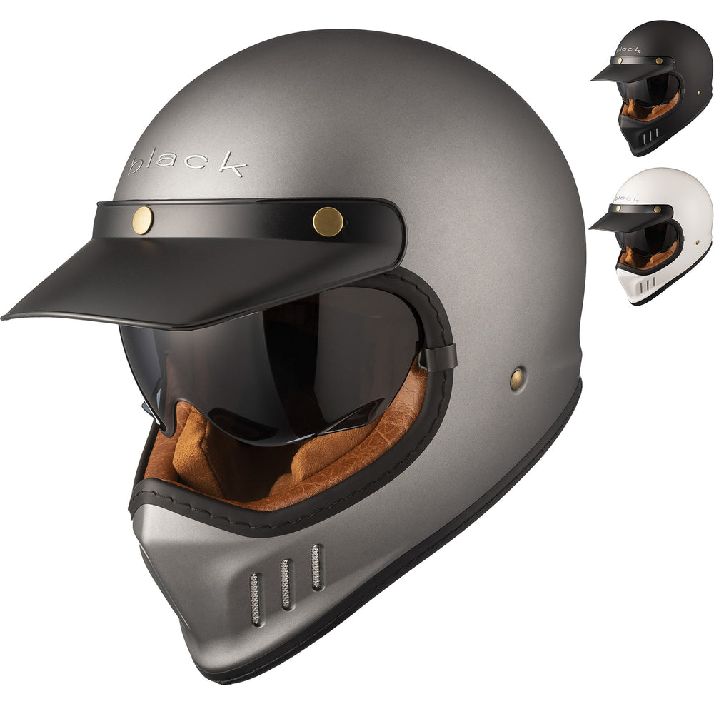 Black Royale Solid Retro Motorcycle Helmet