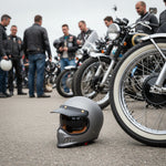 Black Royale Solid Retro Motorcycle Helmet & Visor