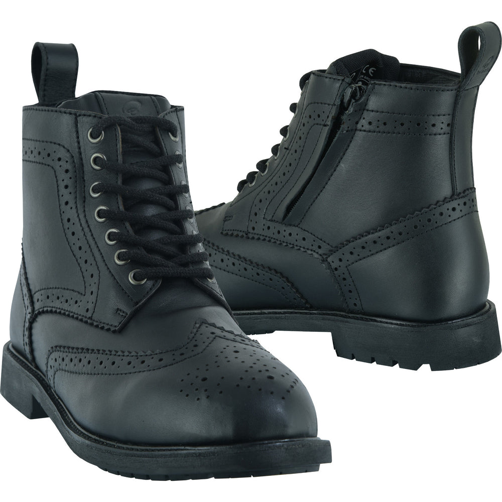 Black Officer  Brogue Motorcycle Boots