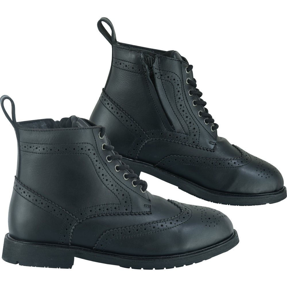 Black Officer  Brogue Motorcycle Boots