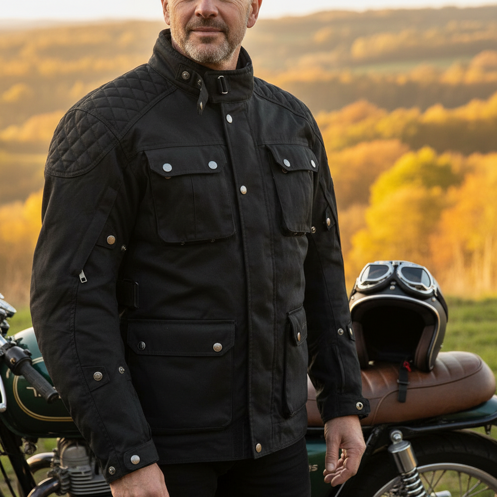 Black Bowland Wax Motorcycle Jacket
