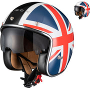 black and gray motorcycle helmet Black Classic Union Jack Open Face Motorcycle Helmet – Ghostbikes