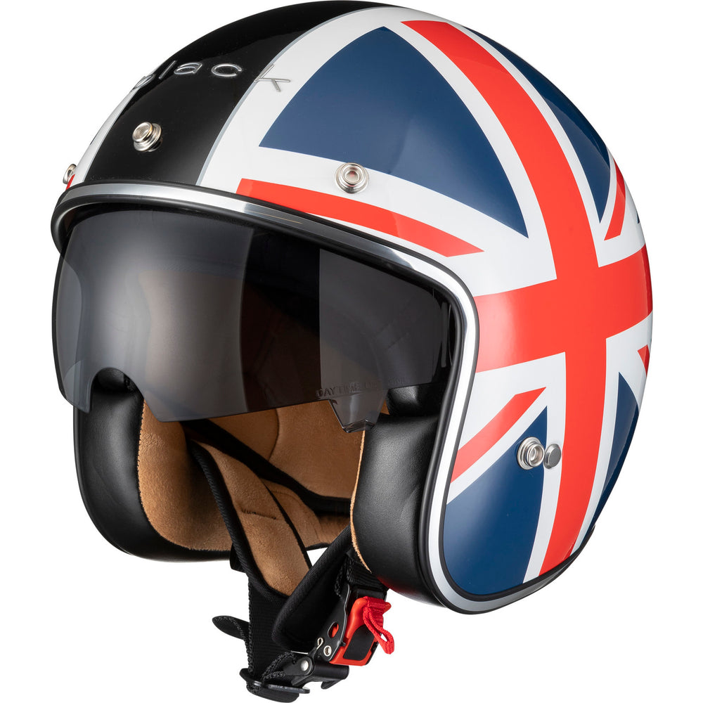 bike helmets made in england Black Classic Union Jack Open Face Motorcycle Helmet – Ghostbikes