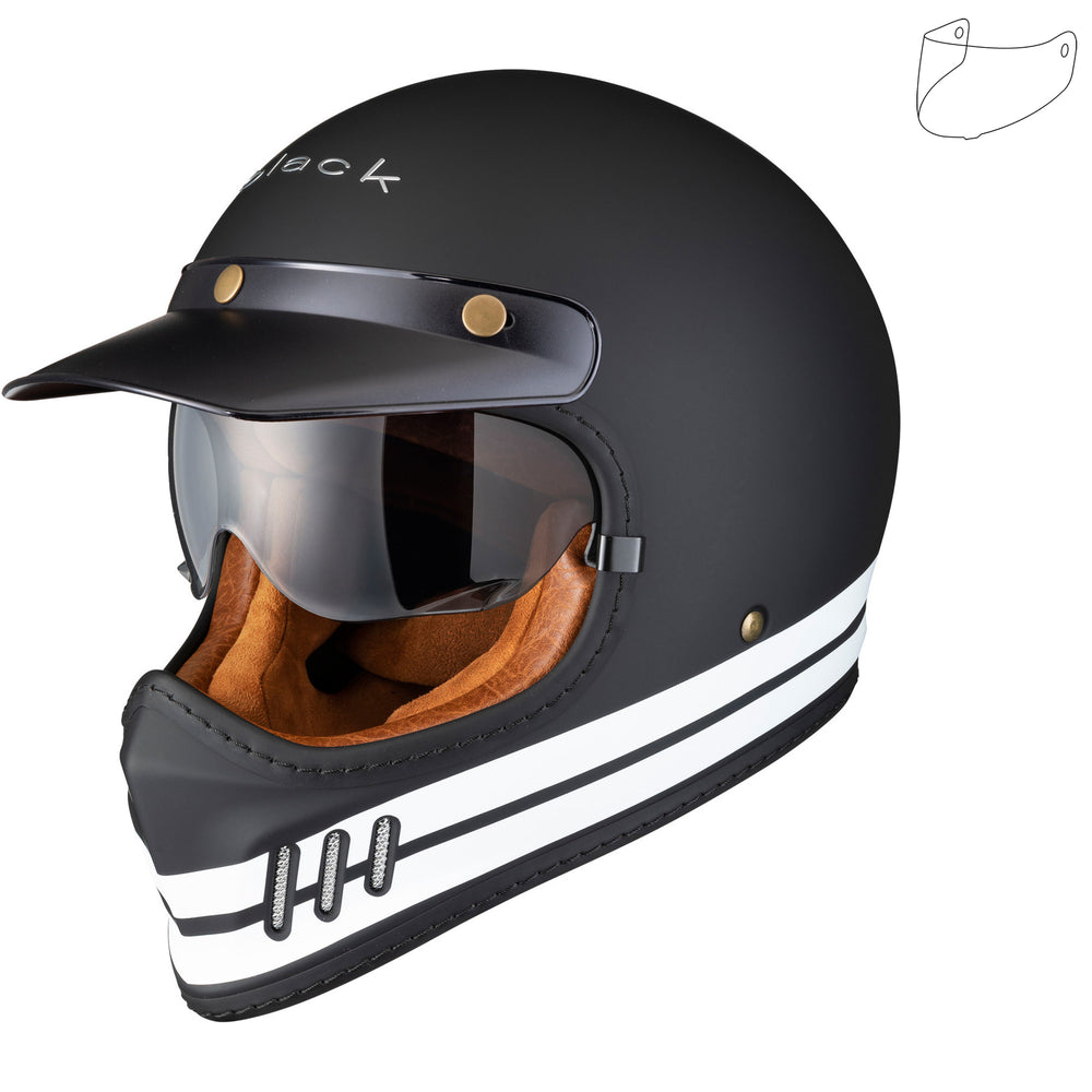 Black Royale Pureline Retro Motorcycle Helmet & Visor – Ghostbikes